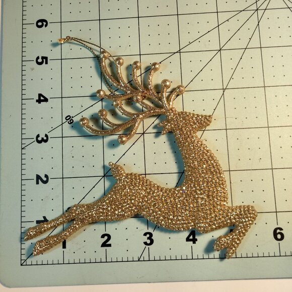 Gold Glitter Reindeer Christmas Tree Ornament - Picture 3 of 3